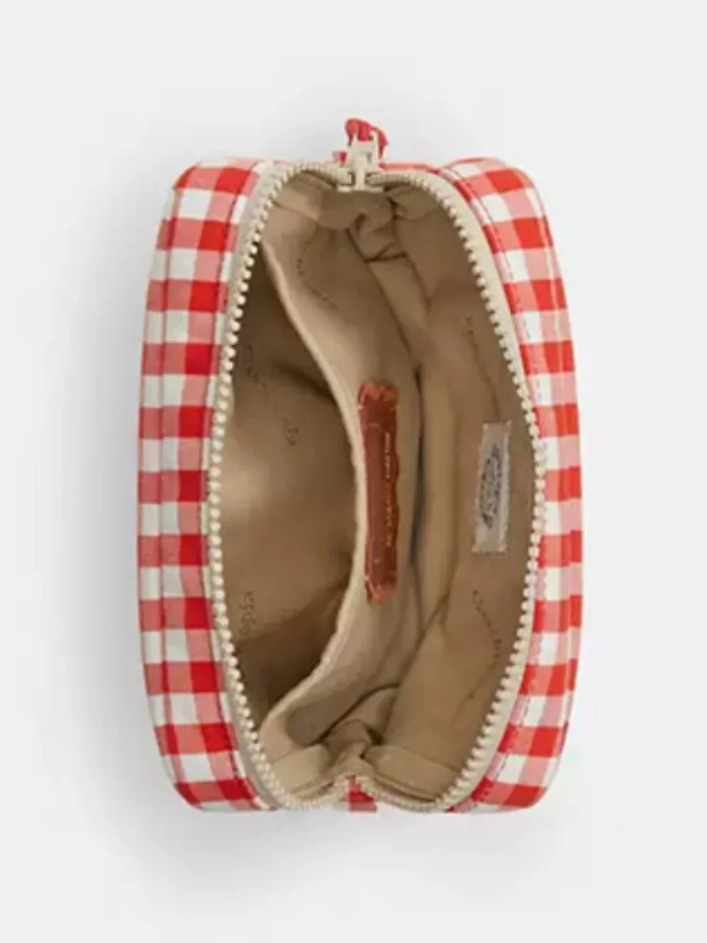 Coach Coachtopia  Loop Pouch In Recycled Polyester Gingham Red White